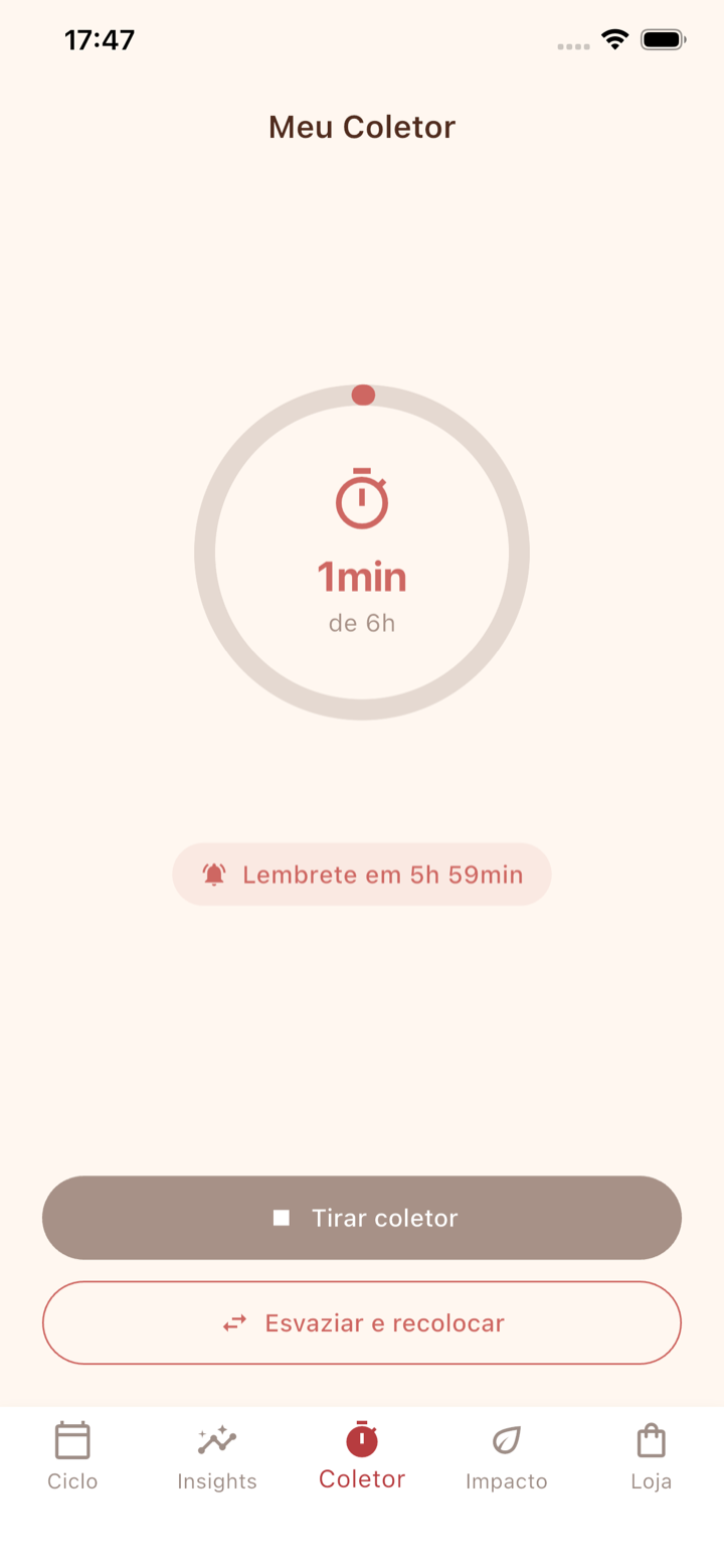Korui app: menstrual cup timer